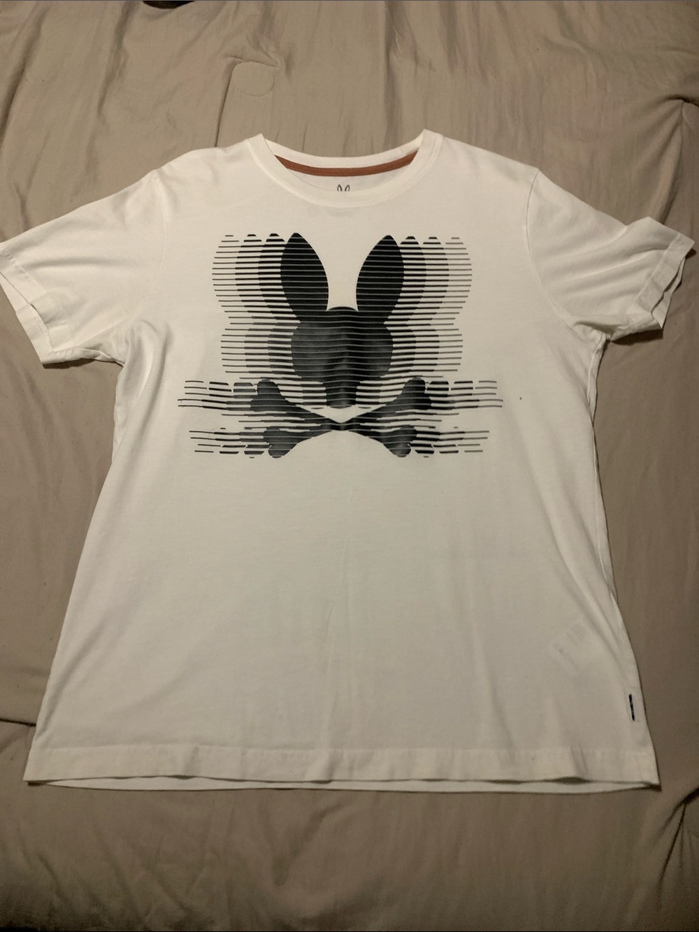 Psycho Bunny White Tee with Black Gradient Bunny Skull